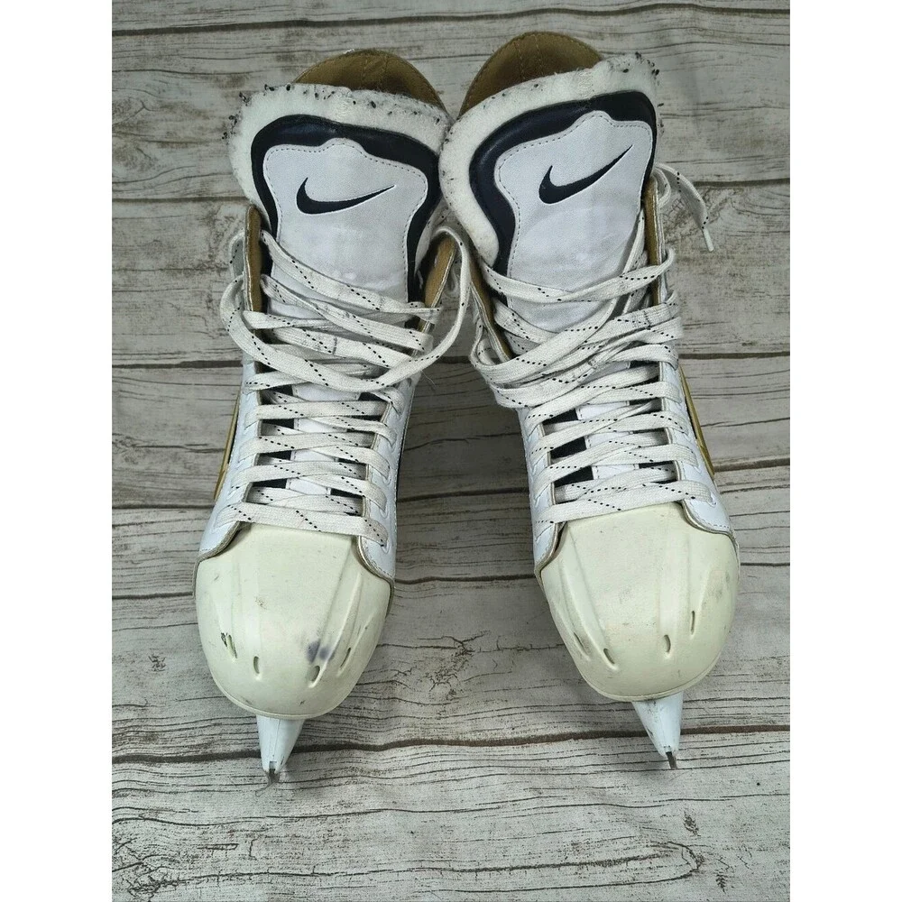 Vintage White Nike Zoom Air Ice Hockey Player Skates Fedorov Size 11.5 Mens